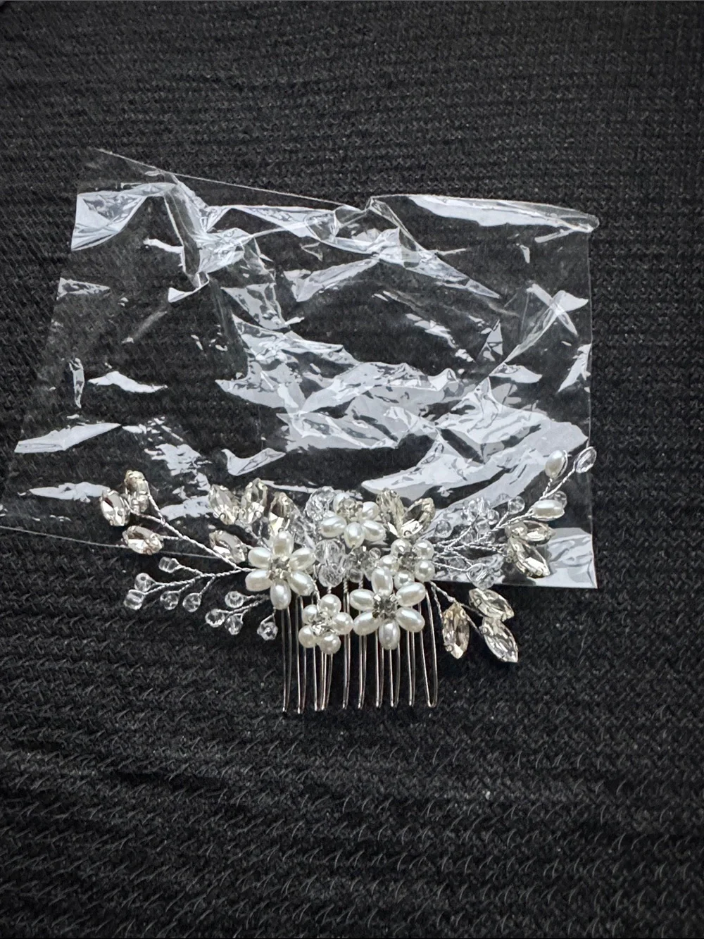 Pearl & Crystal Bridal Hair Comb - Silver